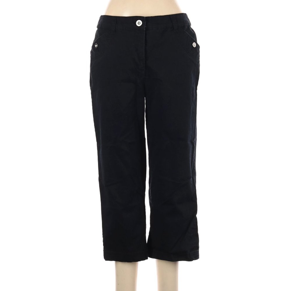 Karen Scott Pants Black Boyfriend Capri Mid Waist Sz 6 #535